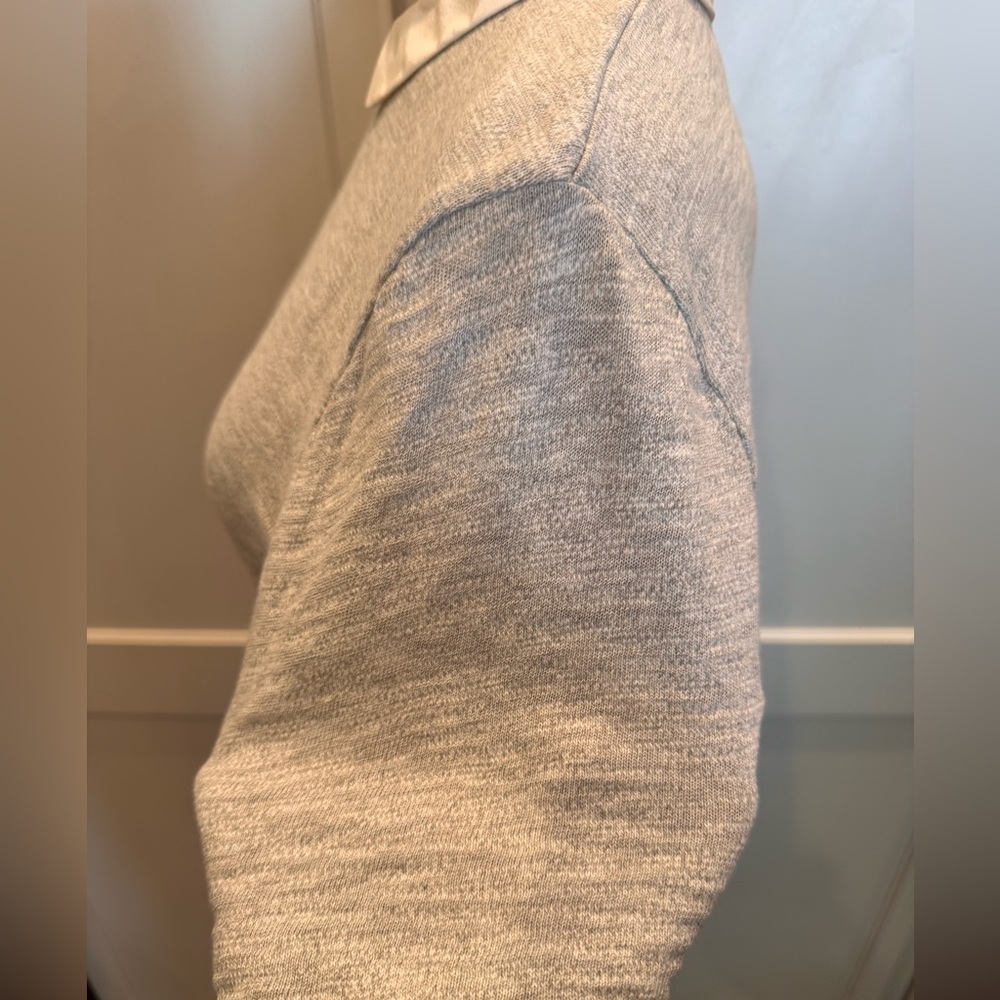 Women's Gray Top White Collar Classic Blouse J Crew - Picture 2 of 5